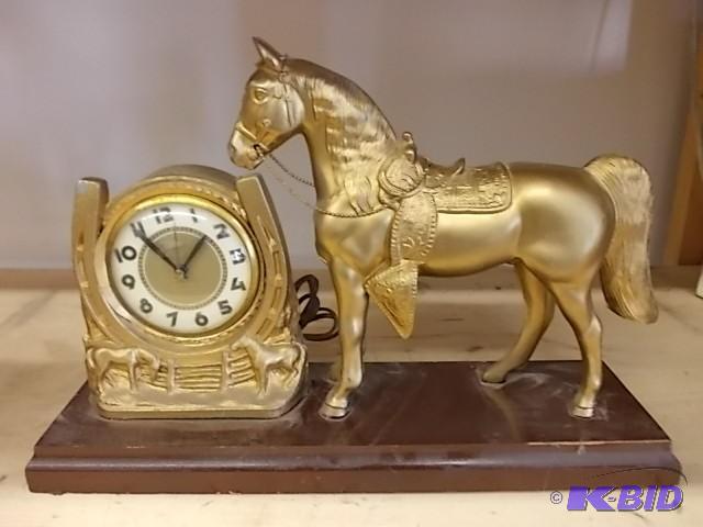 lot 50 image: Vintage Carnival Horse Clock...
