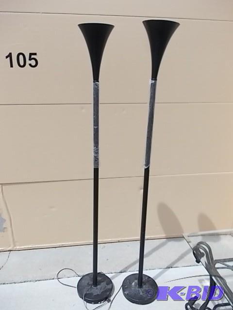 lot 61 image: Pair Of 68 Inch Tall Black Metal Fl...