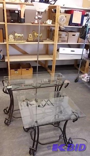 lot 67 image: 2-Glass Top Tables 28x24x22 Tall &a...