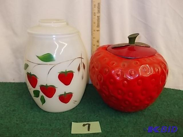 lot 7 image: 2-Strawberry Cookie Jars...
