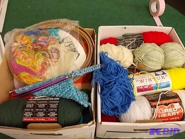 lot 75 image: 2-Boxes Fill Skeins of Yarn, Knitti...
