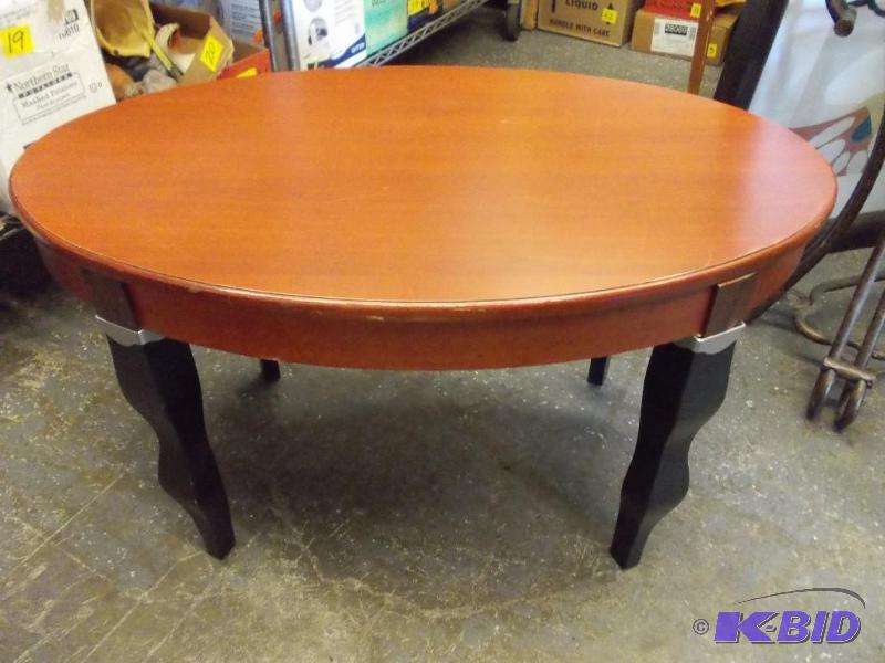 lot 94 image: Oval CoffeeSide Table With Black L...