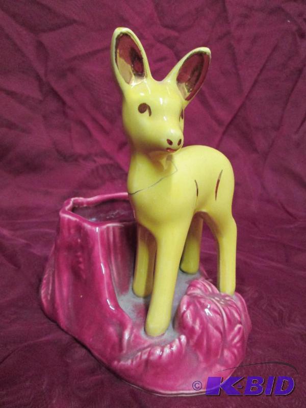Vintage porcelain fawn with planter...