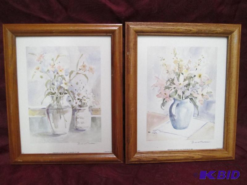 Pair of framed flower prints....
