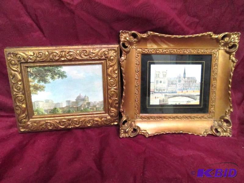 Pair of small prints of tourist sce...
