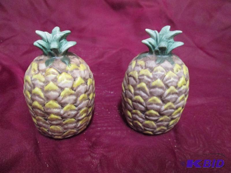 Pair of pineapple shaped salt and p...