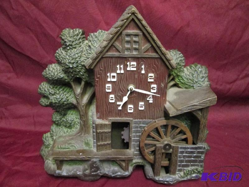 Vintage corded wall clock in the sh...
