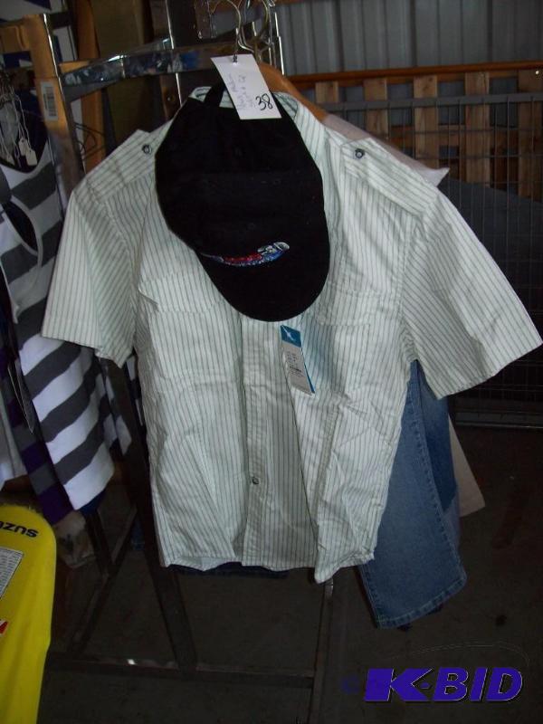 lot 38 image: Mens shirt -med -includes baseball...
