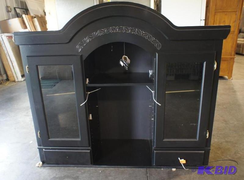 Hutch China Cabinet. Black, glass ...