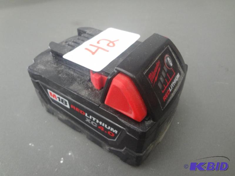 lot 42 image: Milwaukee M18 Red Lithium XC Battery...