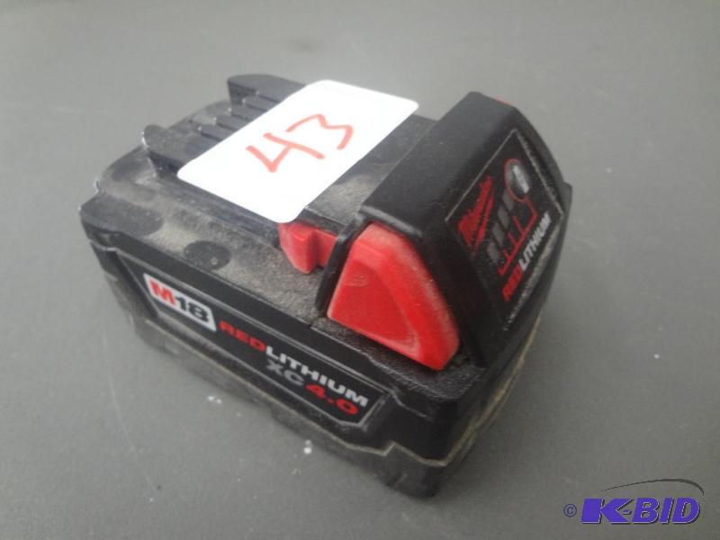 lot 43 image: Milwaukee M18 Red Lithium XC Battery...
