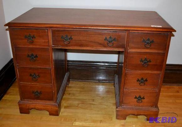 lot 110 image: Vintage wood Desk 48x29x22". P...
