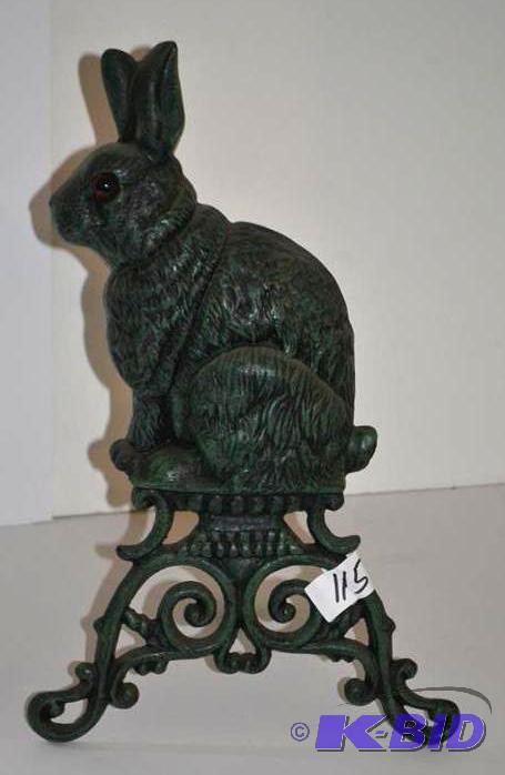 lot 115 image: Metal rabbit with a glass eye 17&qu...