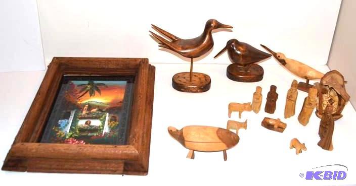lot 118 image: Collectible wooden nativity scene w...