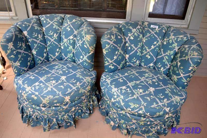 lot 13 image: Two Barrel chairs 32" diameter...