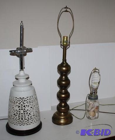 lot 135 image: Beautiful lamp stands One ceramic b...