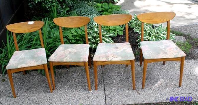 lot 153 image: 4 Retro wooden chairs, sturdy...