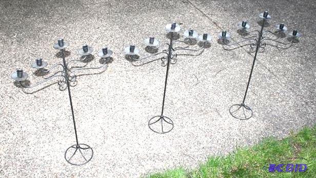 lot 158 image: Black metal candelabras 29x20"...