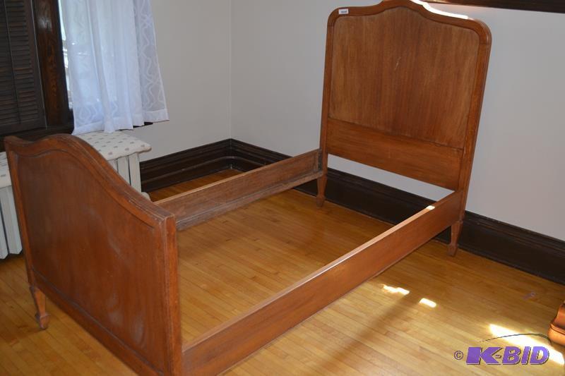 lot 19 image: Antique hand made wood bed 77x39&qu...