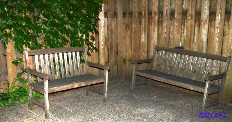 lot 190 image: Outdoor patio two seater wood bench...