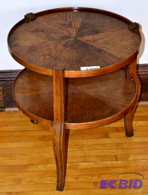 lot 23 image: Vintage Wood lamp table with shelf ...