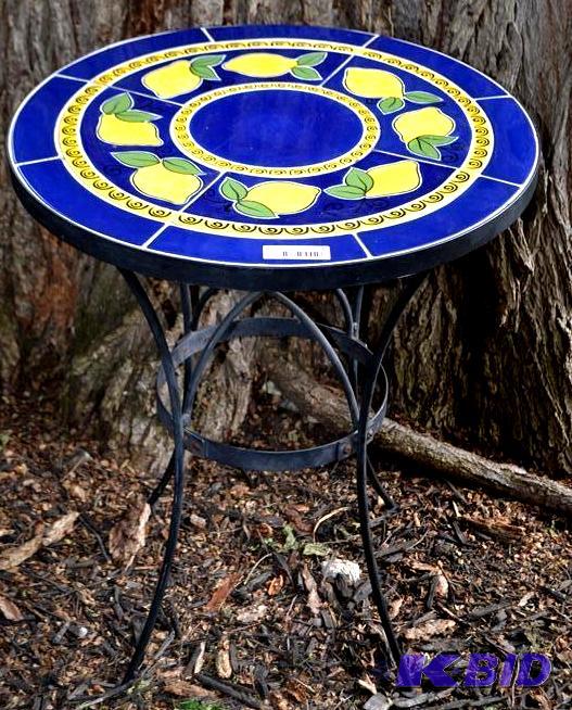 lot 53 image: Ceramic top table with metal frame,...