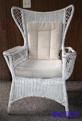 lot 54 image: Vintage Wing back wicker chair with...