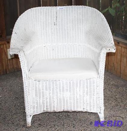 lot 58 image: Vintage Wing back wicker chair...