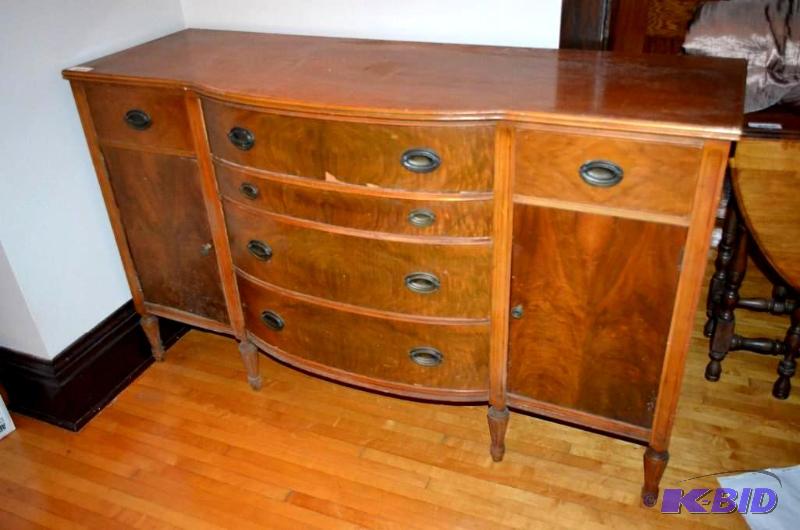 lot 6 image: Antique buffet wooden server sidebo...