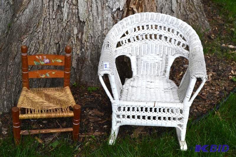 lot 60 image: Vintage cane Rocking chair Children...