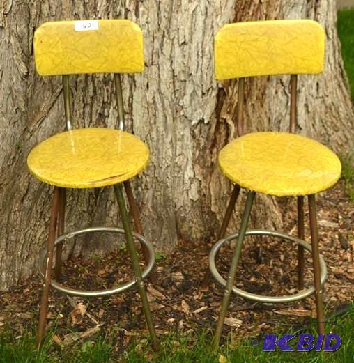 lot 62 image: Retro kitchen stools 36" tall...