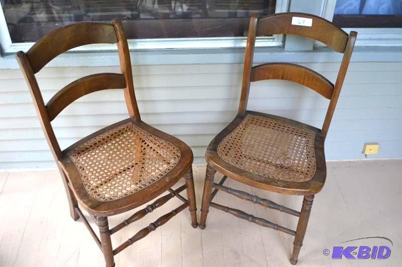 lot 69 image: Vintage matching cane bottom chairs...