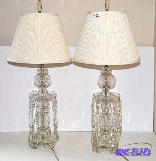 lot 72 image: Beautiful cut glass lamps with rect...