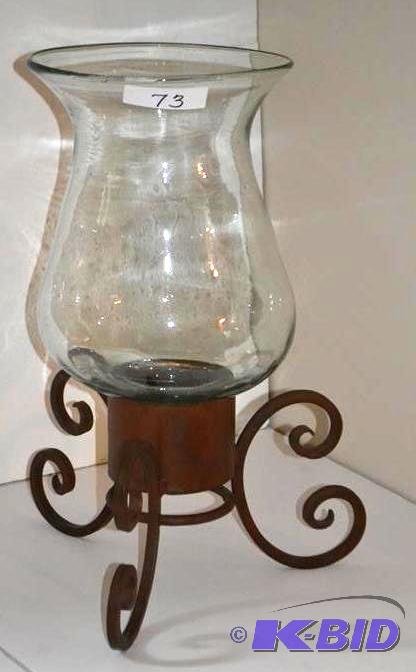 lot 73 image: Blown glass with metal stand 19x12&...