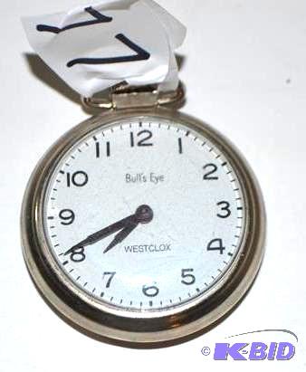 lot 77 image: Westclox Bulls Eye Pocket Watch...
