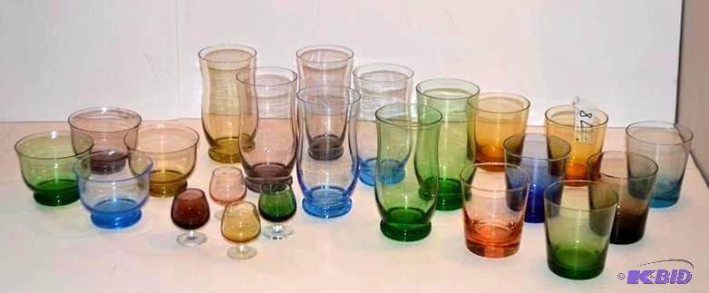 lot 78 image: Colored glass tumblers of a variety...