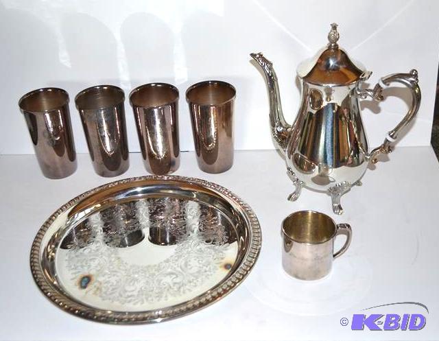 lot 83 image: Silver plated Coffee pot platter, 4...