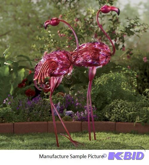 lot 10 image: Pair of Pink Solar Flamingos - Stak...
