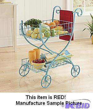lot 104 image: Rustic Red Trolley Shelf - With thr...