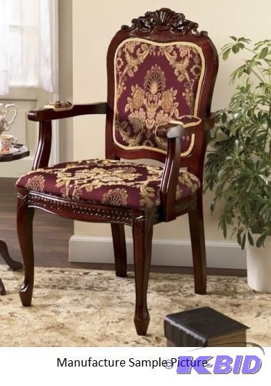 lot 106 image: Maroon Tapestry Carved Wood Arm Cha...