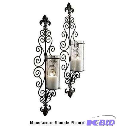 lot 111 image: Two Fleur De Lis Wall Sconces -&nbs...