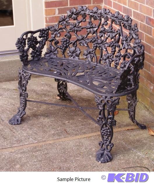 lot 154 image: Black Victorian Cast Iron Loveseat ...