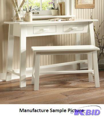 lot 30 image: White Rustic Console Table with Ben...