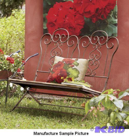 lot 56 image: Metal and Wood Outdoor Bench - ...