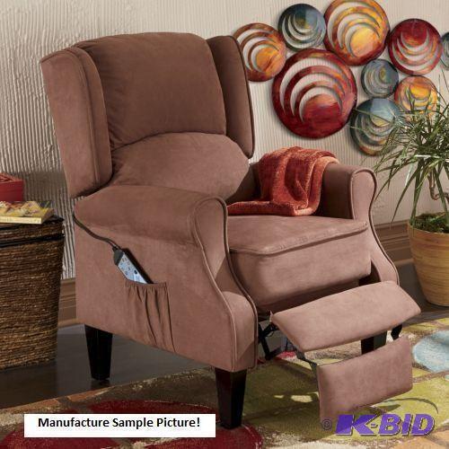 lot 78 image: Dark Brown Wingback Recliner Massag...