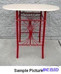 lot 87 image: Red Bistro Table - A sleek des...