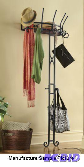 lot 90 image: Black Scrolled Storage Coat Rack - ...