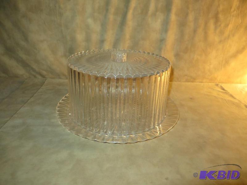 VINTAGE - Clear Lucite Angel FoodCake Plate with Cover