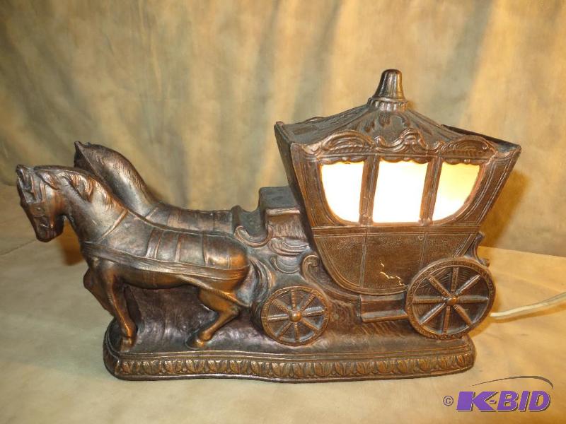 Vintage METAL (lighted) CINDERELLA COACH with HORSES