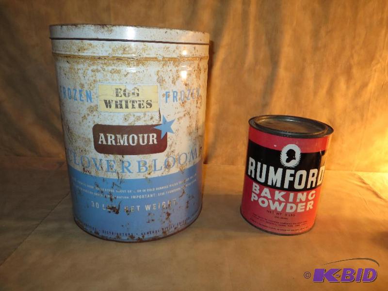 2 LARGE Collectible Tins, Armour, Rumford